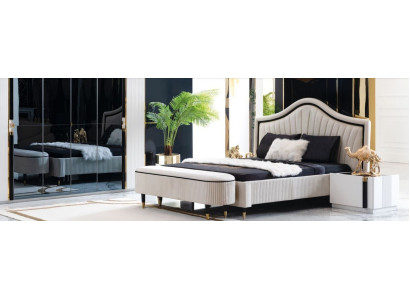 Set 3tlg. Schlafzimmer Garnitur Bett 2x Nachttisch Stil Italienische Möbel Neu