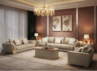 Design Wohnlandschaft Sofagarnitur 3+2 Sitzer Ledersofa Wohnzimmer