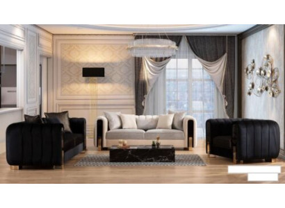 Luxus Garnitur Set Sofagarnitur 3+3+1 Sitzer Sofa Sofas Sessel Stoff 3tlg. Sets