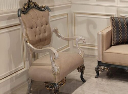 Sessel Ohrensessel Design Polster Sofa Couch Textil Barock Wohnzimmer Stoff Sitz