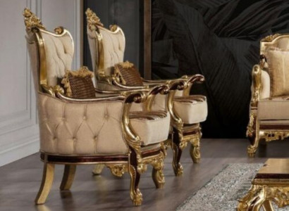 Sessel Design Polster Sofa Barock Chesterfield Textil Wohnzimmer Neu Ohrensessel