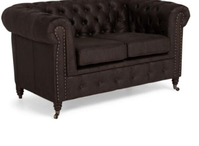 Zweisitzer Chesterfield Textil Couch Polster 2 Sitzer Sofas Couchen schwarze Neu