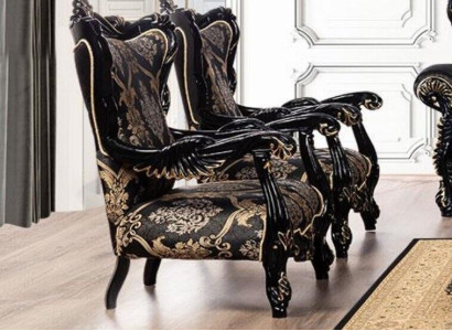 Sessel Ohrensessel Luxus Stoff Sitz Sitzer Design Polster Barock Textil Möbel