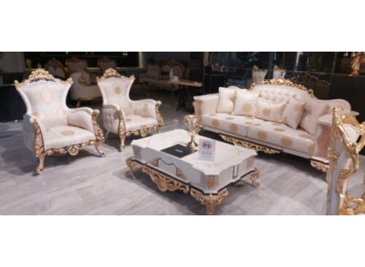 Luxus Chesterfield Set 3+3+1 Couchtisch Barock Rokoko Sitzpolster Garnituren