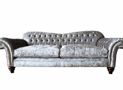 Chesterfield Couch Textil Samt Stoff Sofa Möbel Design 3 Sitzer Lila
