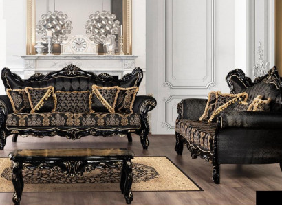 Sofagarnitur 3+3 Sitzer Sofa Sessel Sofas Luxus Garnitur Set Polyester Stoff Neu