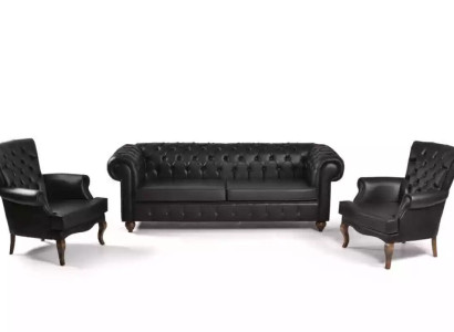 Schwarze Chesterfield Sofagarnitur Komplette Büroeinrichtung Moderne Möbel