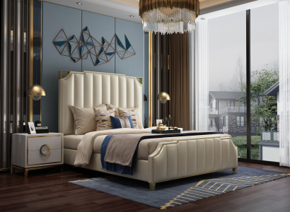 Design Bett Betten 180x200cm Dubai Doppel Hotel Holz Schlafzimmer Luxus