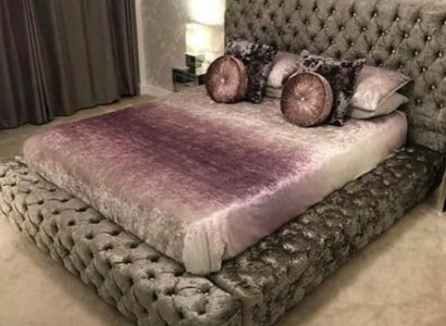 Chesterfield Doppelbett Möbel 180x200 Polster Textil Betten Luxus Design Rahmen