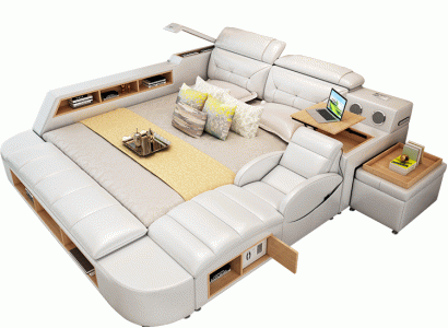 Multifunktion 180x200 Leder Bettgestell Design Leder Bett Betten Polster