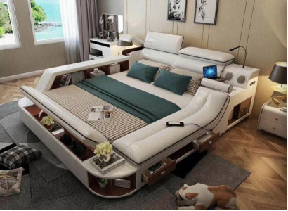 Betten Hotel 180x200cm Multifunktion Regal USB Design Bett xxl Big Leder