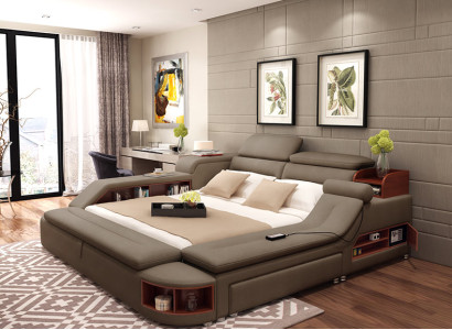 Moderne Hotel Multifunktion USB Sound Doppel Design Leder Bett Polster