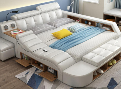 Design Bett XXL Big Betten Leder Polster Hotel 180x200cm Multifunktion