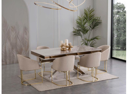 Esszimmer Set Garnitur Essgruppe Esstisch mit 4x Lehnstuhl Stuhl Sets