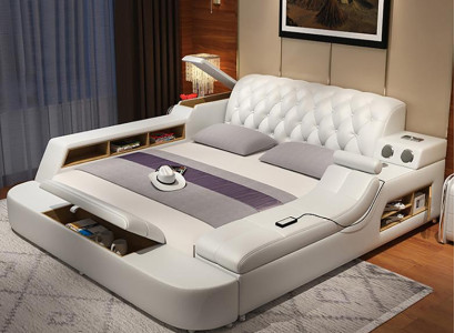 Design Multifunktion Bett XXL Big Betten Leder Hotel Polster 150x200cm