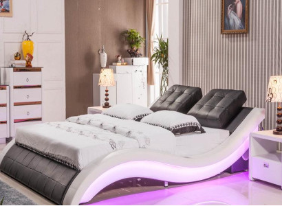 Luxus Bett Design Betten Digital LED Schlafzimmer Möbel Leder Doppel
