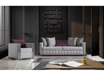 Silber Sofagarnitur Couch Sitzpolster Sofagarnitur 3+1 Sitzer Couchen