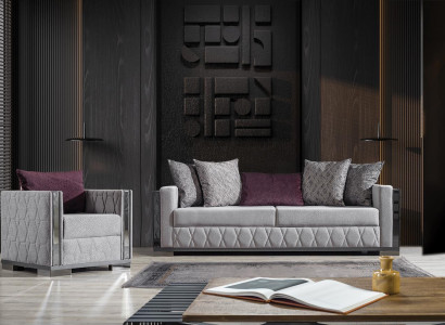 Silber Sofagarnitur Couch Sitzpolster Sofagarnitur 3+1 Sitzer Couchen