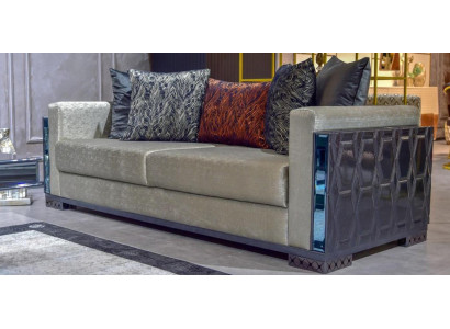 Dreisitzer Luxus Sofa 3 Sitz Sofas Sitz Design braun Metall mit Textil