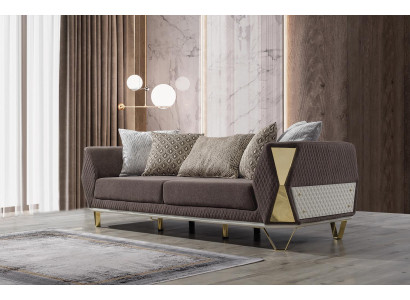 Dreisitzer Sofa 3 Sitz Sofas Wohnzimmer Couch Stoff Couchen Möbel grau