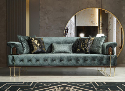 Sofa 3 Sitz Sofas Sitz Design Couch Dreisitzer Luxus Metall mit Textil