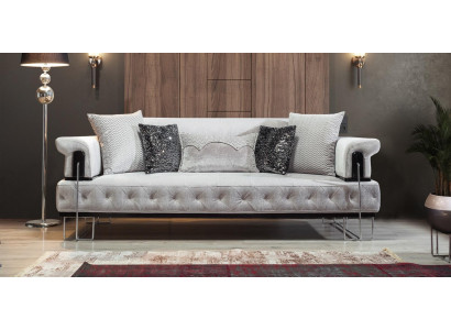 Polster Möbel Dreisitzer Sofa 3 Sitzer Couchen Weiß Metal mit Textil