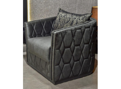 Luxus Einsitzer Sessel Grau Polster Relax Möbel Neu Metall Textil