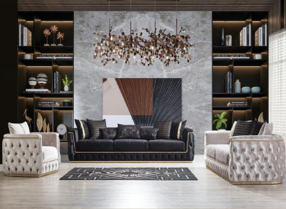 Sofagarnitur Garnitur Sofas Sofa Sessel Dreisitzer 3+3+1 Sitzer Stoff