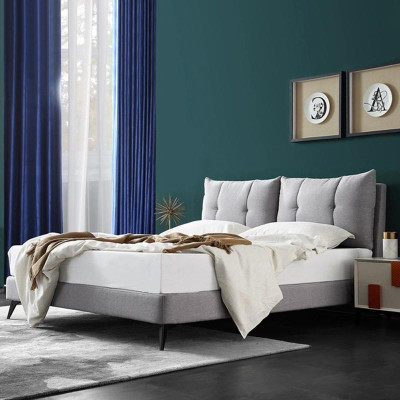 Doppel Hotel Bett Betten Beige 180x200 Schlaf Zimmer Leder Polster Design