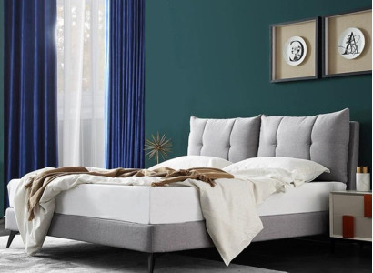 Doppel Hotel Bett Betten Beige 180x200 Schlaf Zimmer Leder Polster Design