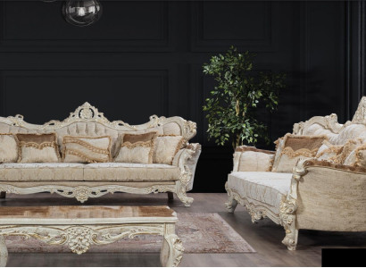 Sofagarnitur 3+3 Sitzer Garnitur Sofa Sofas Sessel Sitz Stoff Barock Set Gruppe