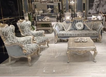 Sofagarnitur 3+1+1 Sitzer Couchtisch Luxus Sofa Sessel Sofas Stoff Couch Tisch