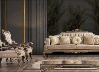 Sofagarnitur 3+1+1 Sitzer Sofa Sofas Sessel Stoff Garnitur Luxus Set Wohnzimmer