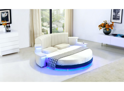 Rund Bett Möbel Polster Betten Schlafzimmer Möbel Lederbett LED