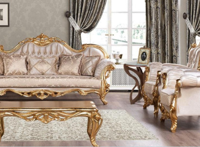 Sofagarnitur 3+1+1 Sitzer Sofa Sessel Sofas Sitz Garnitur Gruppe Stoff Barock