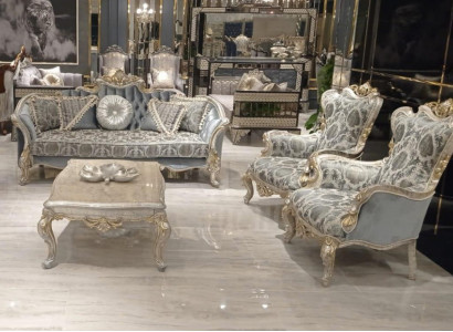 Sofagarnitur 3+1+1 Sitzer Luxus Sofa Sessel Stoff Gruppe Garnitur Wohnzimmer