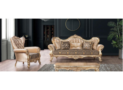 Luxus Sofagarnitur 3+1 Sitzer Garnitur Sessel Sofas Sitz Stoff Wohnzimmer Neu