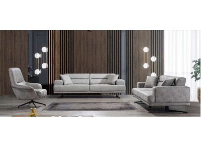 Sofagarnitur 3+1+1 Sitzer Garnitur Sofa Sessel Sofas Leder Polster Design Sitz