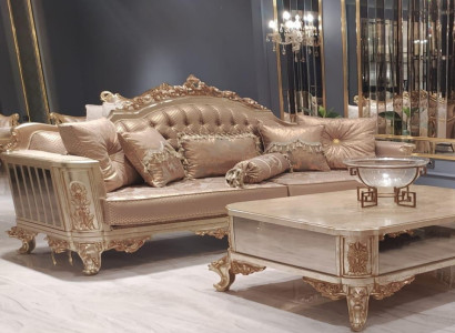 Sitz Dreisitzer Sofa 3 Sitzer Klassische Couch Sofas Stoff Stil Barock Samt Neu