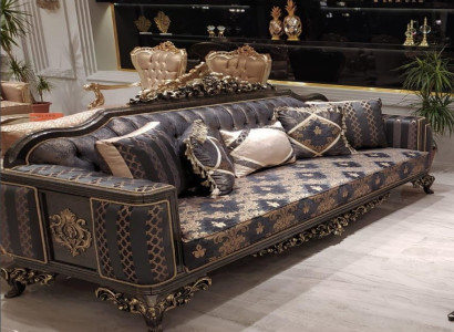 Sofa 3 Sitzer Möbel Stoff Dreisitzer Sofas Luxus Wohnzimmer Barock Stil 3er Neu