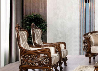 Sessel Ohrensessel Luxus Stoff Sitz Design Polster Barock Textil Einsitzer Neu