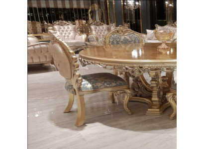 Esszimmerstuhl Stuhl Stühle Holz Luxus Esszimmer Ess Stoff Stil Barock Lehn