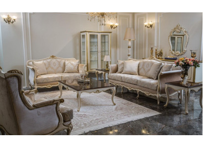 Sofagarnitur 3+2+1 Sitzer Couchtisch Beistelltisch Sofa Sessel Vitrine