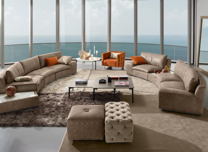 Villa Rund Couch Design Wohnlandschaft Runde Sofa Couchen Möbel Ecksofa