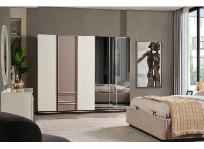 Schlafzimmer Set Bett 2x Nachttische Kleiderschrank Luxus neu 4tlg