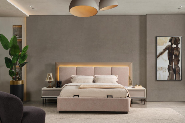 Schlafzimmer Set Bett 2x Nachttische Kleiderschrank Luxus neu 4tlg