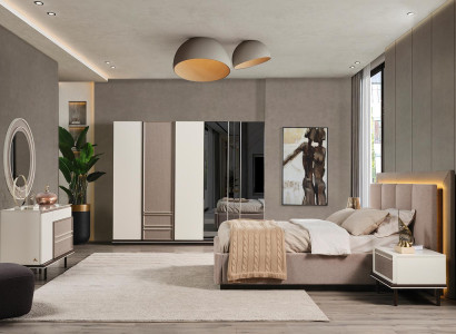 Schlafzimmer Set Bett 2xNachttische Schminktisch Luxus neu 6tlg Design