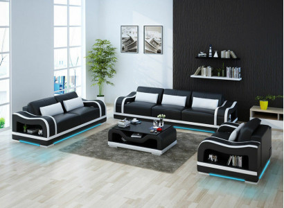 Ledersofa Couch Wohnlandschaft 3+2+1 Sitzer Garnitur Design Modern Sofa G8030D