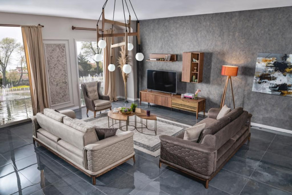 Luxus Sofagarnitur Sofa Garnitur Sofas Sessel 3+1 Sitzer Stoff Modern Design Neu