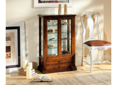 Wohnzimmer Möbel Massive Holz Vitrinen Glas Schrank Echtholz Anrichte Vitrine